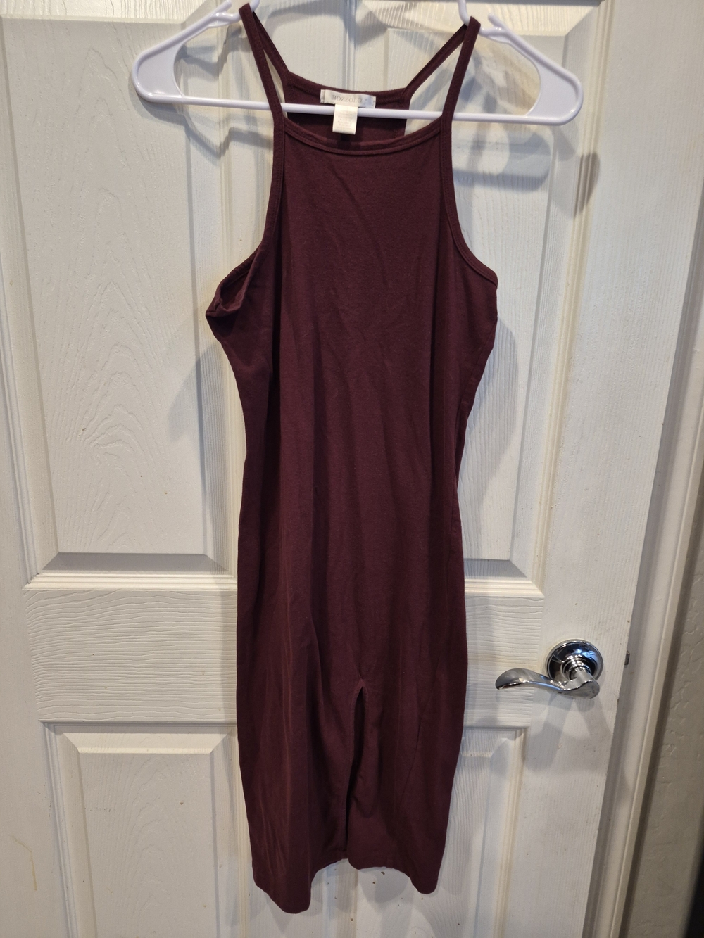 5/25 Bozzolo Sleeveless Midi Bodycon Dress in Burgundy